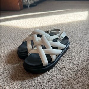 Forever 21 White and Black Platform Sandals